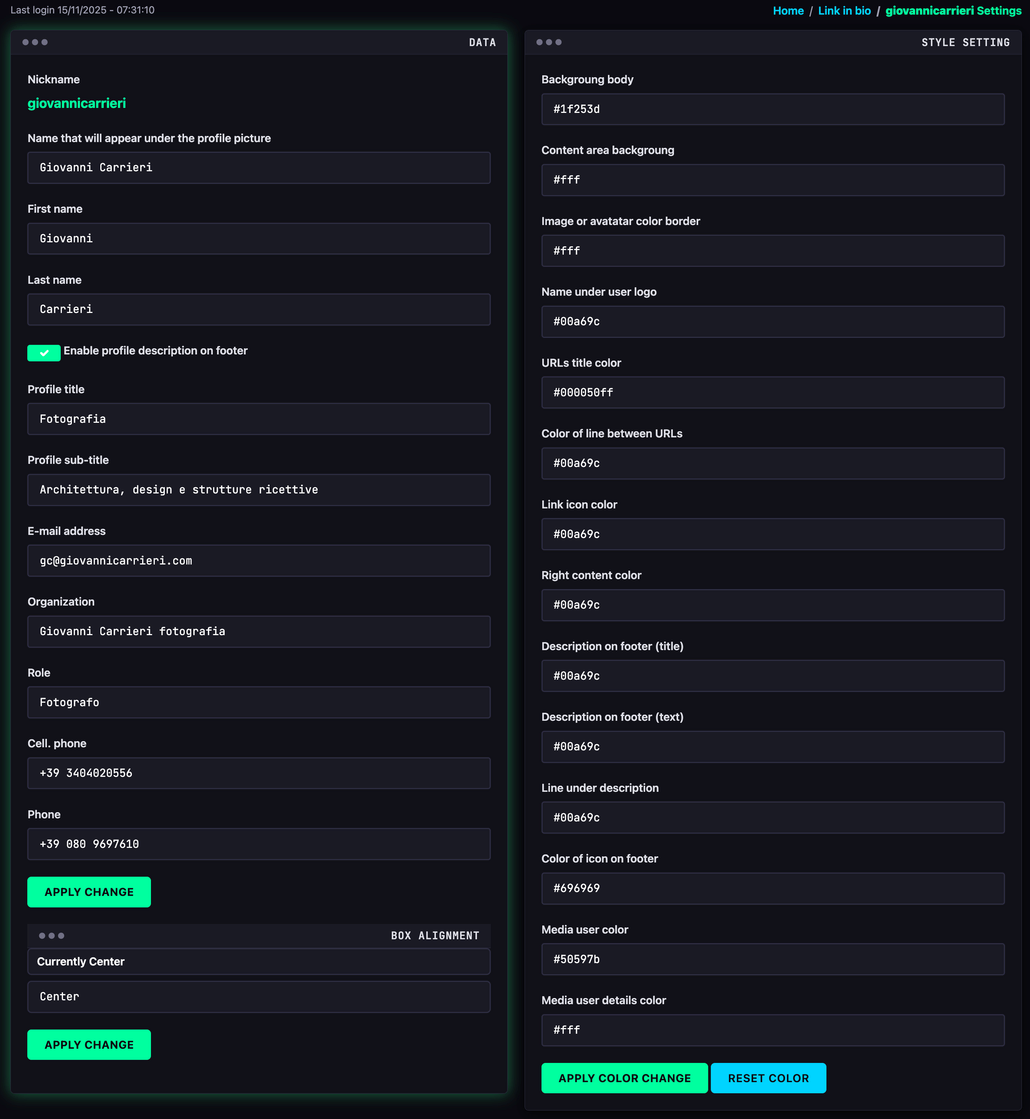 Customization Dashboard